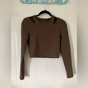 SOLD | Zara Brown Cut-out Long-sleeve Top
